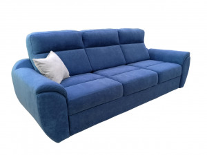 Диван прямой раскладной ППУ Вегас синий велюр 250 см