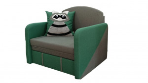 Диван прямой детский тахта Мася-15 енот зеленый 100см