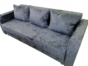 Диван прямой раскладной Еврокнижка с мягкими подлокотниками серый плюш  220 см