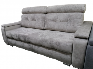 Диван прямой раскладной НПБ Альфа Нью металлокаркас серый плюш 230 см