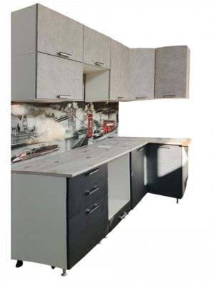 Кухонный гарнитур угловой РИО серый лофт 240х100 см