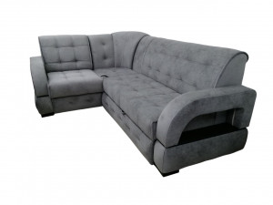 Диван Фаворит угловой металлический каркас пружинный блок серый велюр 250х170