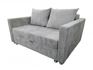 Диван  прямой раскладной ППУ Баян светло-серый плюш 125см