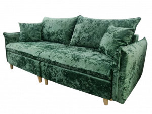 Диван прямой раскладной НПБ зеленый плюш тик-так 228 см