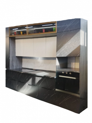 Кухонный гарнитур по вашим размерам черный мрамор 340 см