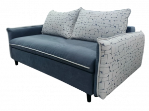 Диван прямой раскладной НПБ голубой с принтом 215