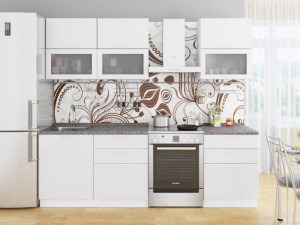 Кухонный гарнитур прямой Валерия-М-01 Белый глянец 180