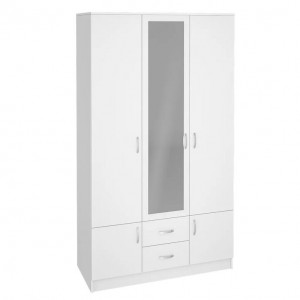 Шкаф распашной 3-х створчатый Ронда ШК-3 с зеркалом белый 120х52х212