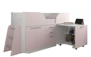 Кровать двухъярусная  детская розовый/белый 75х220х109