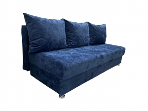 Диван прямой раскладной Еврокнижка синий плюш 190 см