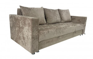 Диван прямой раскладной ППУ Еврокнижка с мягкими подлокотниками бежевый плюш 220 см