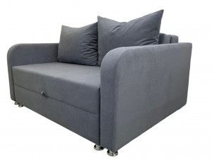 Диван прямой раскладной  ППУ Баян серо- синий велюр 140 см