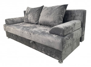 Диван прямой раскладной ППУ Озон серый плюш 190 см