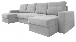 Диван  раскладной  п-образный с двуми оттоманками НПБ Верона голубой велюр 320х155