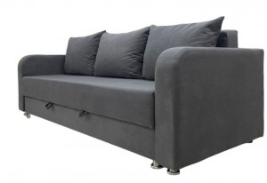 Диван прямой раскладной ППУ Орион серый велюр 220см