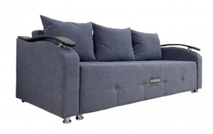 Диван прямой раскладной ППУ Еврокнижка Тик-так серый велюр 220 см