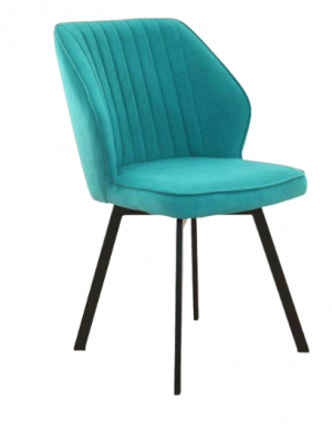 Стул кухонный Вермут с механизмом вращения  бирюзовый велюр опоры чёрные 51х42х86