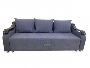 Диван прямой с твердыми подлокотниками Еврокнижка Серо-Голубой 230см