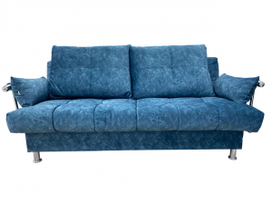 Диван Прямой раскладной с НПБ Финка 3 С хромированными подлокотниками Сине - Голубой 215см