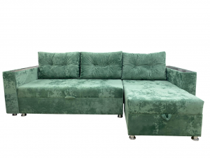 Диван угловой правый раскладной ППУ  Зелёный 245х150