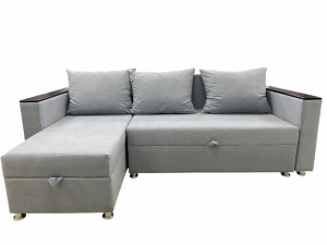 Диван угловой  левый раскладной Серо голубой 230х140