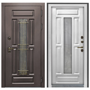 Входная дверь с терморазрывом и стеклопакетом Амира Эмаль 7024 - Белый Амира 96х205