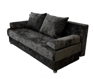 Диван прямой раскладной ППУ Еврокнижка черный плюш 190см