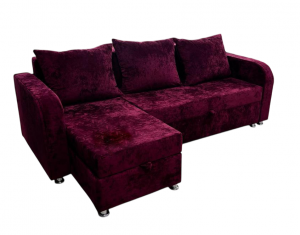 Диван угловой раскладной ППУ Евроугол мини бордовый плюш 225х145