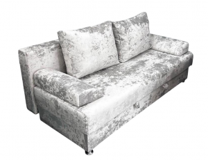 Диван прямой раскладной ППУ Озон с валиками серый плюш 190 см