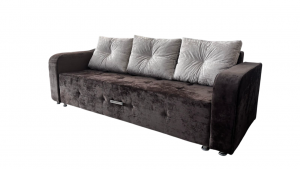 Диван прямой раскладной ППУ Еврокнижка тик-так плюш комбинированный 230 см