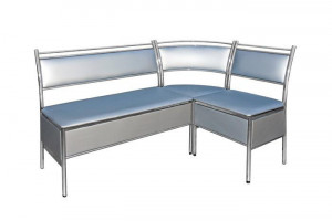 Скамья угловая  кухонная Горизонт хром/серая экокожа 100х150