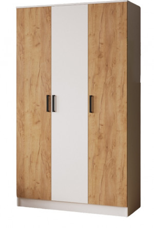 Шкаф 3-х створчатый распошной Ларс белый с тиснением Древесные поры 120х51х210