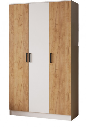 Шкаф распашной 3-х створчатый Ларс Белый/Дуб Крафт золотой 120х51х210