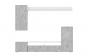 Гостинная стенка МГС4 серый бетон белый