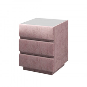 Тумба прикроватная Глория-3 розовый велюр/стекло 50см