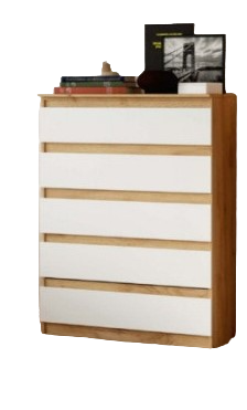 Комод 5 ящиков Лофт белый/дуб золотой 60х50х110