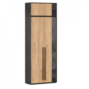 Шкаф распашной двухстворчатый с антресолью Неаполь черный 89см