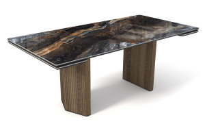 Стол обеденный раскладной Моцарт черный мрамор 200 (+30+30)х100х77 см