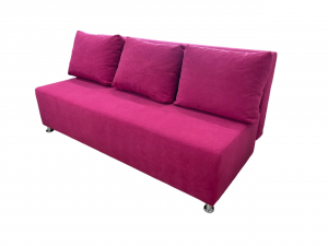 Диван розовый еврокнижка без подлокотников