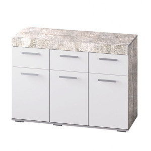 Комод с 3 ящика и створками Инстайл бетон/белый 120х46х86