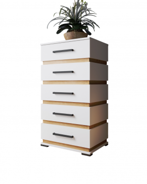 Комод 5 ящиков  КМ-1 Белый 61х44х110