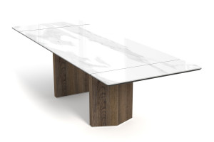 Стол обеденный раскладной Моцарт белый мрамор 200 (+30+30)х100х77 см