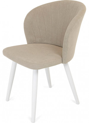 Стул мягкий Коко бежевый велюр/белый металл 58х60