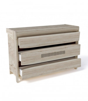 Комод с 3-ящиками Мале Дуб галифакс белый 124х43х83