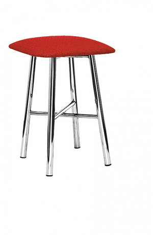 Табурет Крест хром/красная экокожа 40х40х45