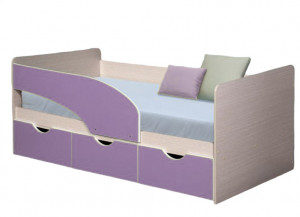 Кровать детская Дельфин с матрасом фиолетовая