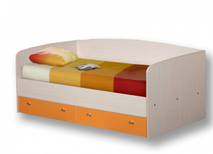 Кровать  односпальная детская с ящиками Белый/дуб крафт золотой 90х200