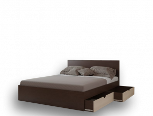 Кровать двуспальная с ящиками №1 Ясень Шимо Темный/Ясень Шимо Светлый 160х200