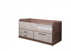 Кровать односпальная детская с ящиками Умка Ясень Шимо Темный/Ясень Шимо Светлый 70х165