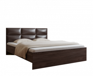 Кровать двуспальная с мягким изголовьем Багира Ясень черный 160х200